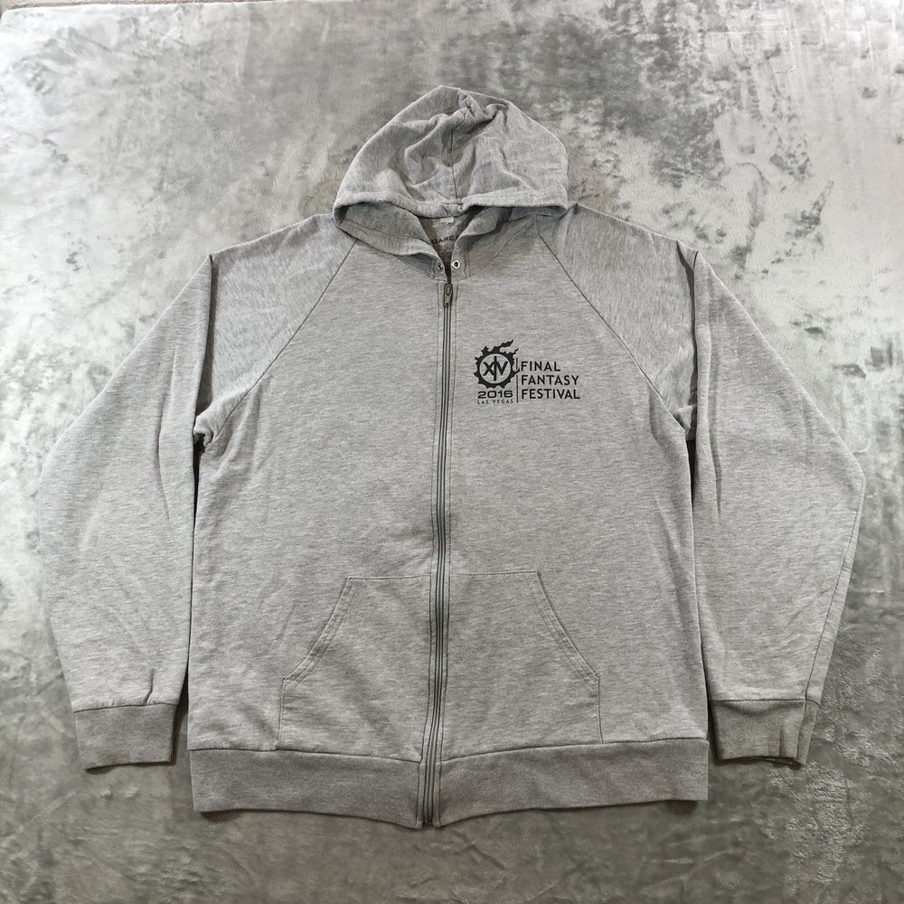Square Enix Hoodie Mens Large Gray FFXIV Fan Festival Gold Saucer Las Vegas 2016